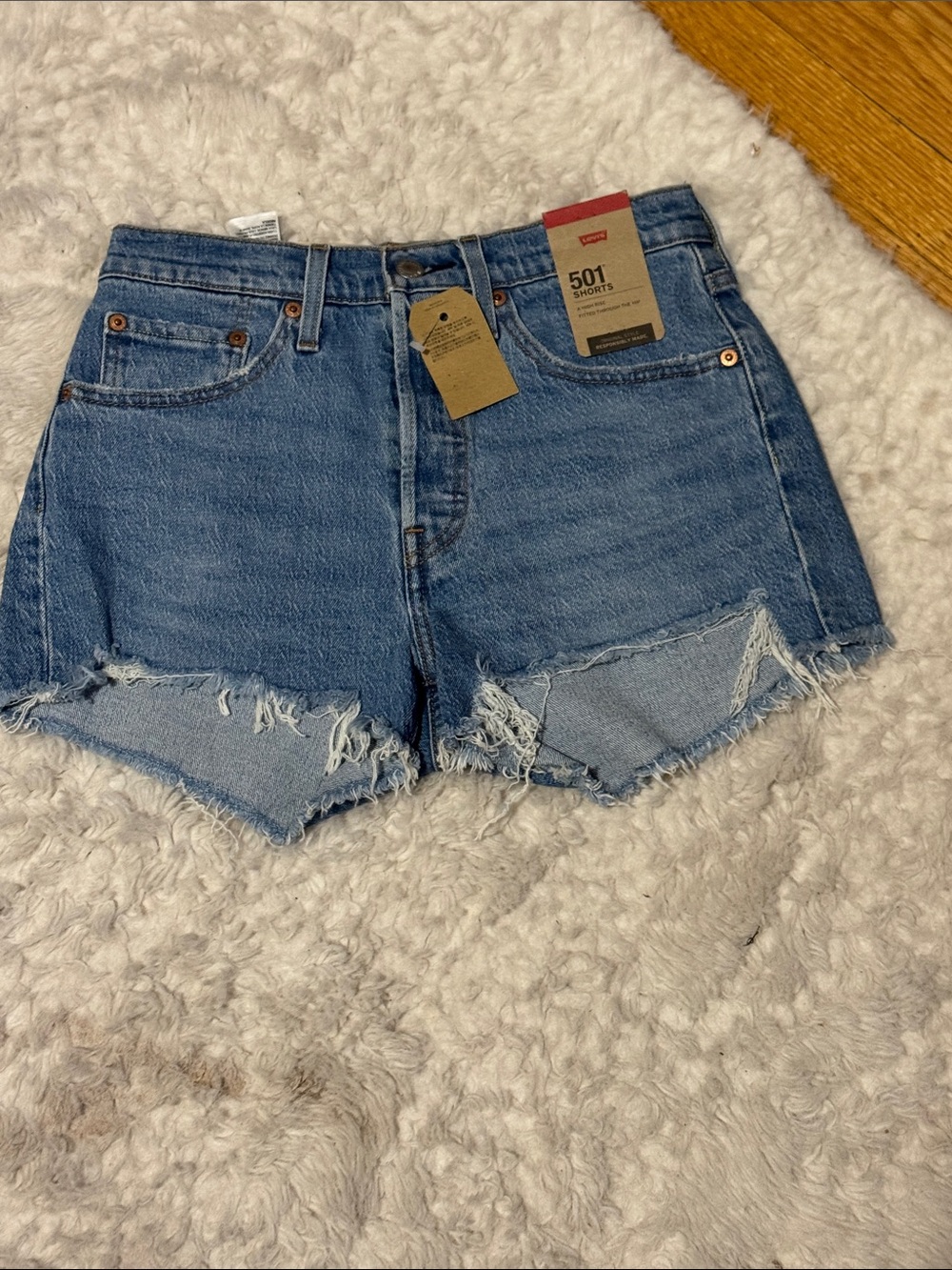 Levi's Blue 501 Cutoff Frayed Hem Denim Shorts Size 26